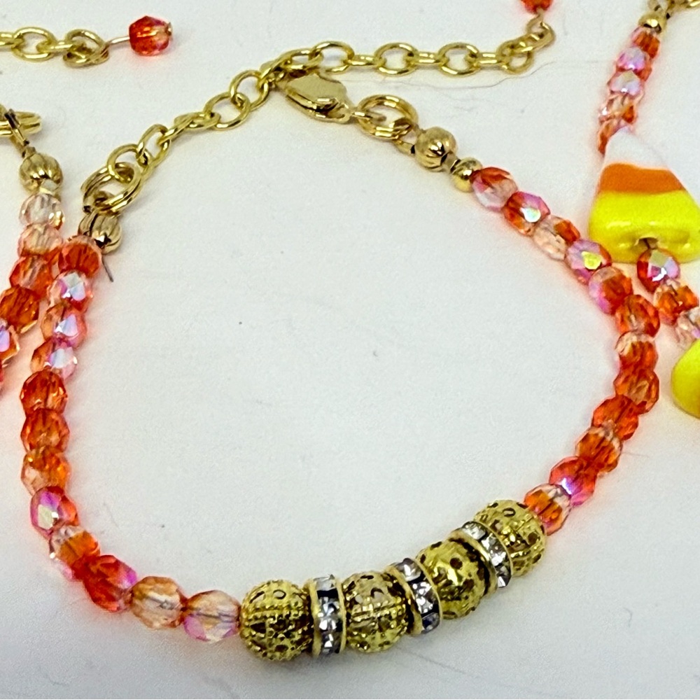 Hand Crafted Candy Corn Bracelet - Orange and Yellow - Picture 5 of 10